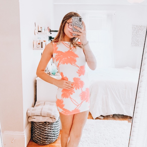NWOT Misguided neon palm tree dress - Picture 3 of 5